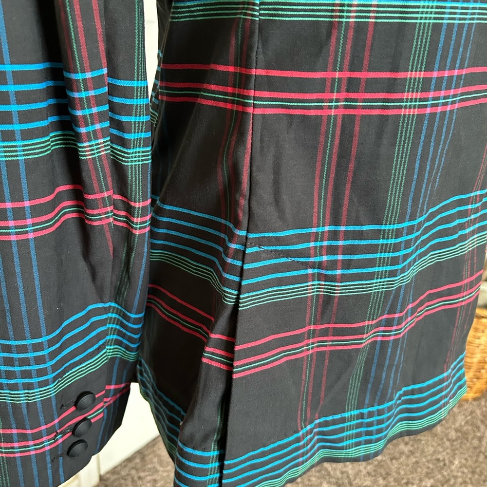 Cabi One Button Collared Jacket Plaid Multicolor - image 4